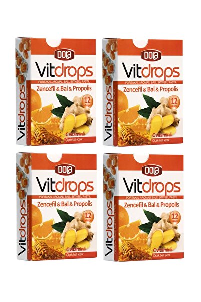 Dola Vitdrops Portakal Aromalı Ballı Boğaz Pastili Zencefil Bal Propolis 12 D...
