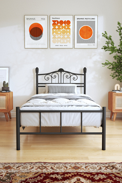 FANO King Ferforje Karyola Siyah Tek Kişilik Metal Yatak 90x190, 90x200, 100x200, 120x190, 120x200