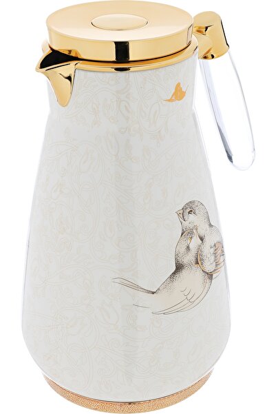 Alsaif Gallery Two-Piece Gold Pearl Peacock Thermos Set