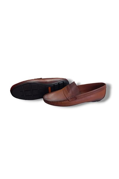 Growish Gr0174 Genuine Leather Saddler Rok Model Men's Burnt Brown Loafer Shoes