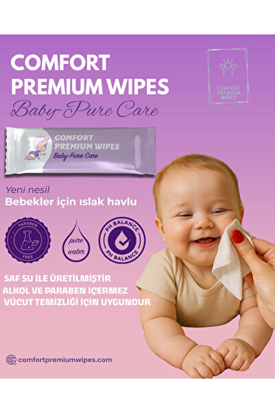 Comfort Premium Wipes 50'li Paket Bebekler Için Vücut Temizliğine Uygun Hijye...