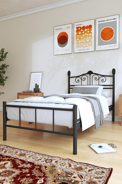 FANO King Ferforje Karyola Siyah Tek Kişilik Metal Yatak 90x190, 90x200, 100x200, 120x190, 120x200