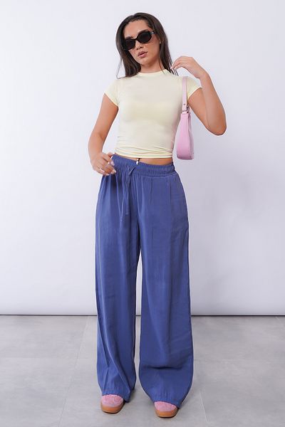Madmext Pantaloni Indigo pentru femei cu picioare largi MG1982