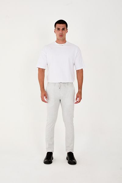 BROCARD Άνετο ανδρικό Jogger Slimfit – Ανοιξιάτικο γκρι εποχιακό παντελόνι από δροσερό ύφασμα που δεν χρειάζεται σιδέρωμα