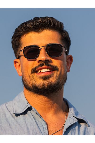 Angel Eyes Rectangle Metal Black Frame Black Handle Black Glass Unisex Sunglasses