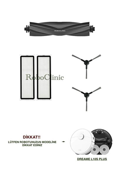 Roboclinic Perie principală de schimb compatibilă cu aspiratorul robot Dreame L10s Plus, perie laterală, set de filtre Hepa-5 bucăți