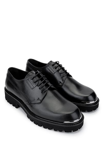 Tamer Tanca Men's Genuine Leather Black Analin Casual Shoes