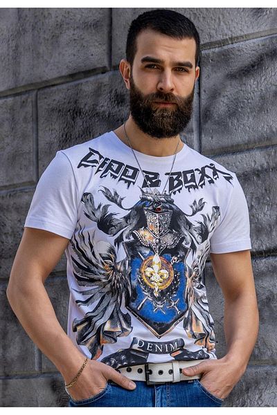 Cipo & Baxx Ct743 Λευκό T-Shirt με στάμπα κορώνας