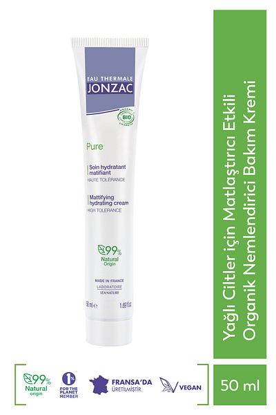 Eau Thermale Jonzac كريم العناية المرطب العضوي مع تأثير مطفأ اللمعة للبشرة الدهنية 50 مل