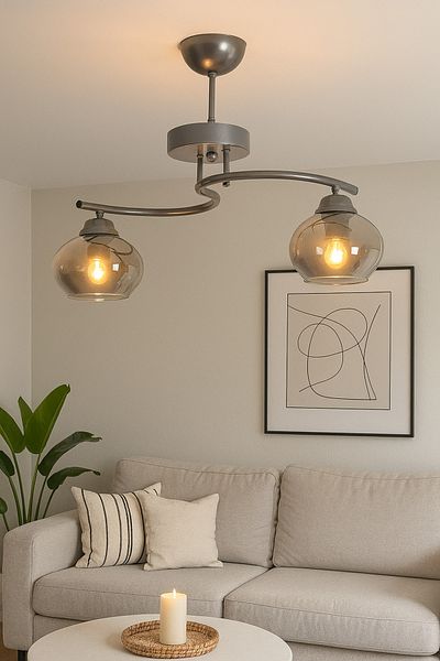 Modavize Fuji living Room - Gray Smoked Glass 2-piece Chandelier - Kitchen and Bedroom