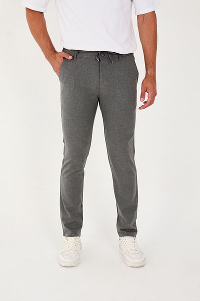 BROCARD Ανδρικό Slimfit Jogger - Ημιελαστική μέση, Παντελόνι από Σκούρο Γκρι Ύφασμα