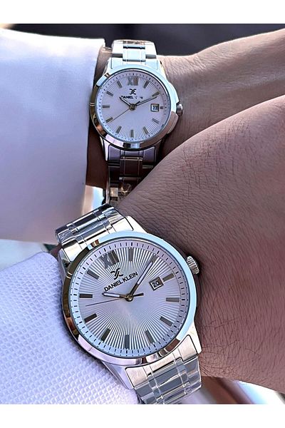 Daniel Klein DK.1.CF04 Daniel Klein Steel Cord 30 Mt Water Resistant Special Design Wristwatch for Men & Women Couples