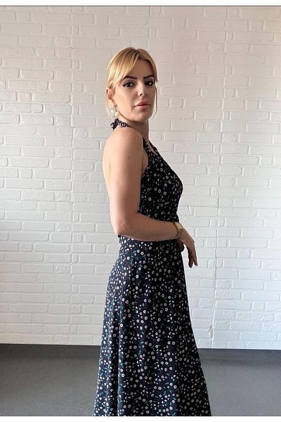 By Sümeyra Gültekin Summer Long Dress with Halter Neck