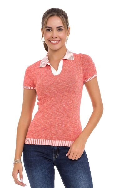 Cipo & Baxx Γυναικείο μπλουζάκι πλεκτό με λαιμόκοψη WT354