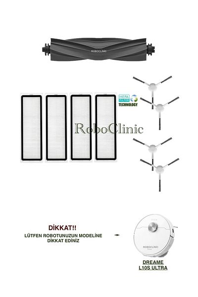 Roboclinic Dreame L10S Ultra Robot Vacuum Cleaner Compatible Replacement Brush, Hepa Filter Set - 9 Pieces