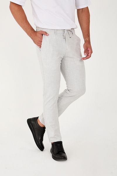 BROCARD Άνετο ανδρικό Jogger Slimfit – Ανοιξιάτικο γκρι εποχιακό παντελόνι από δροσερό ύφασμα που δεν χρειάζεται σιδέρωμα