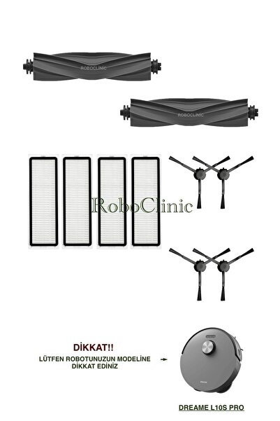 Roboclinic Perie de schimb compatibilă cu aspiratorul robot Dreame L10s Pro, set de filtre Hepa-10 bucăți