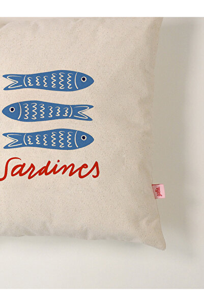 Galia Tasarım Trio - Marin Series Blue Sardines Printed Pillow Case 45X45 cm