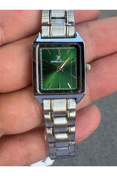 Daniel Klein Dkf.2315A New Trend Green Dial Cornered Gold Silver Bicolor Women's Wristwatch