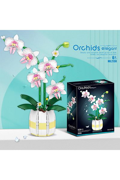 Choice 616pcs With Box Building Blocks Orchid Flowers Bouquet Flower Blocks Bonsai Plant Model Bricks Roman