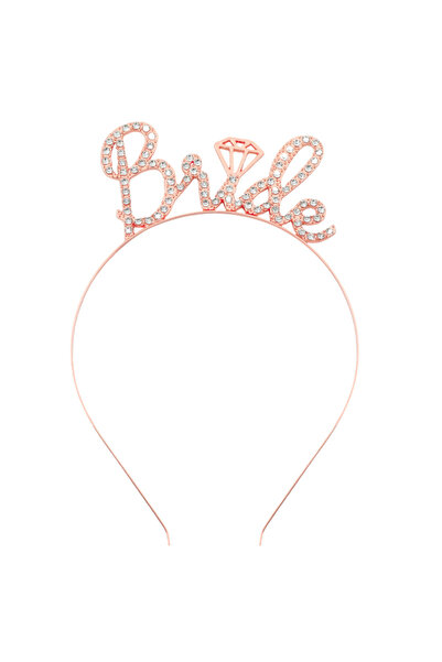 Choice عصابة رأس من حجر الراين باللون الذهبي الوردي للعروس، تاج تاج، حفل زفاف...