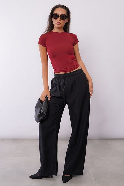 Madmext Women's Black Wide Leg Trousers MG1982