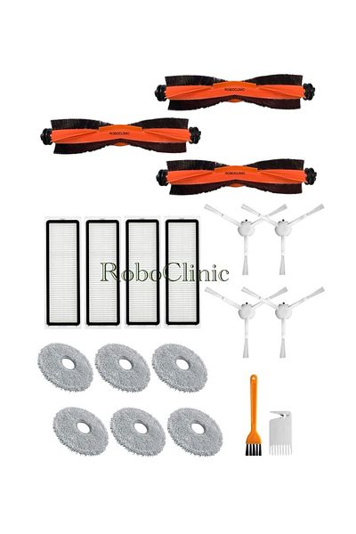 Roboclinic Robot Vacuum X10 Plus X20 Plus Compatible Spare Brush, Hepa Filter, Mop Set-19 Pieces