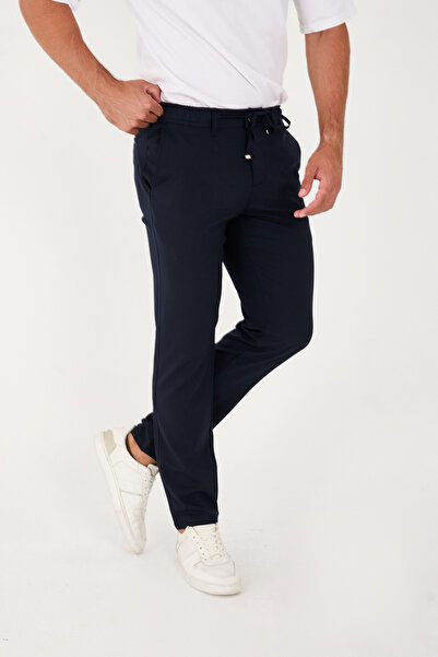 BROCARD Navy Blue Slimfit Jogger Pants - Men, Half Elastic Waist