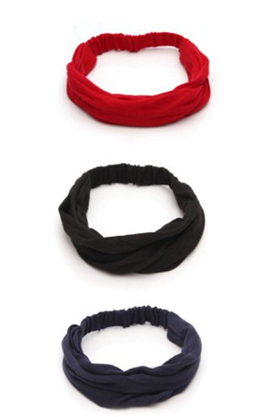 michaeller Parachute Bandana Απλό μονόχρωμο βαμβακερό ύφασμα ελαστικό σετ 3 μαύρων ναυτικό μπλε κόκκινο