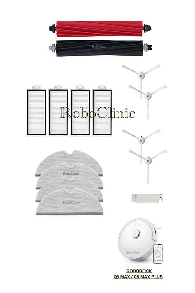 Roboclinic Roborockk Q8 Max, Q8 Max Plus Robot Vacuum Cleaner Compatible Brush, Hepa Filter, Mop-15 Pieces
