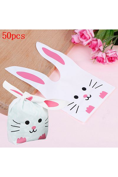 Choice Pink 50pcs Cute Long Bunny Rabbit Ear Gift Bag Easter Candy Gift Plastic Party Favors