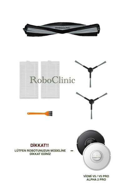 Roboclinic Perie de schimb compatibilă cu aspiratorul robot Viomi V5 / V5 PRO / ALPHA 2 PRO, set de filtre Hepa-6 bucăți