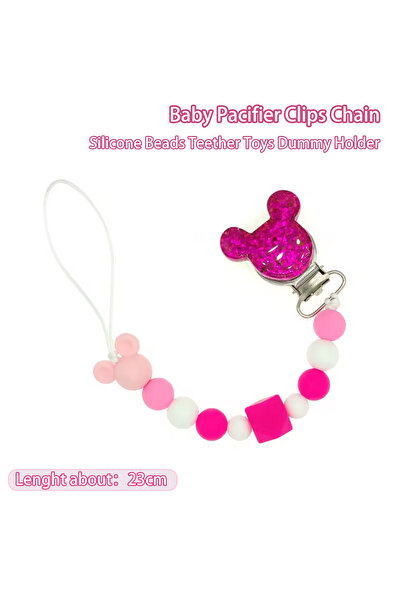 Choice مشابك مصاصة للأطفال باللون الرمادي الفاتح، سلسلة من خرز السيليكون، ألع...