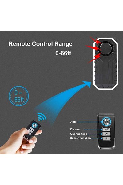 JustZEN Anti-Theft Alarm for Bicycles and Motorcycles 113 Db Adjustable Vibration Sensor, Waterproof