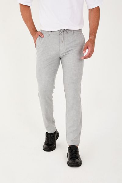 BROCARD Γκρι Ανδρικό Jogger Slimfit Παντελόνι - Σχέδιο μισής ελαστικής μέσης