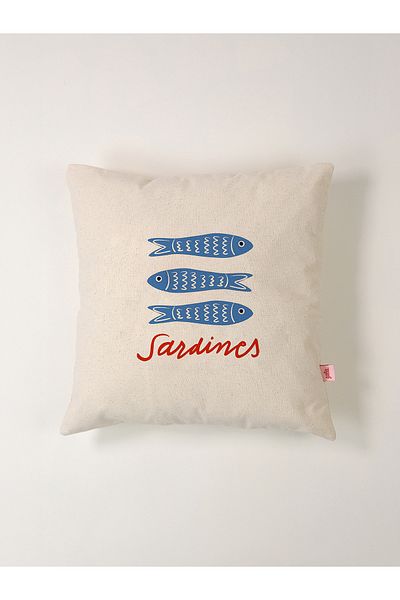 Galia Tasarım Μαξιλαροθήκη με στάμπα Marin Series Blue Sardines 45x45 cm