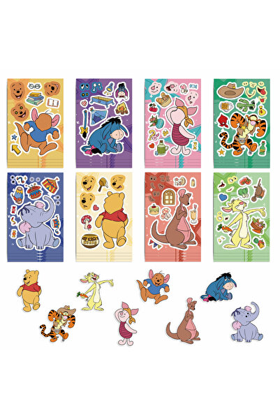 Miniso 16 ورقة 32 ورقة ملصقات ديزني ويني الدبدوب وأصدقائه ملصقات أكواب كرتوني...