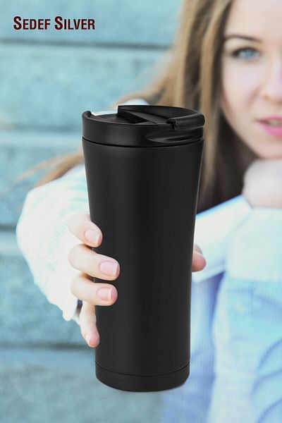 SEDEF SİLVER Steel Thermos Cup 500 ml Thermos Mug Mug Vehicle Thermos Coffee Cup Tea Cups 659