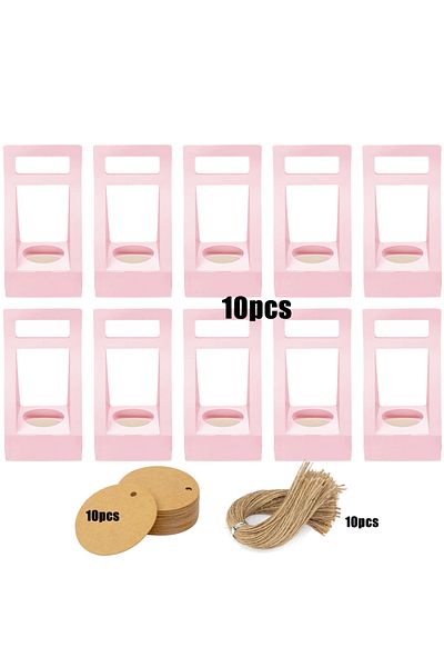 Choice 25x13x6.5cm Pink Set 10 套 Succulent Wrap Gift Bags With Blank Tags And Strings, For Party Favors Suc