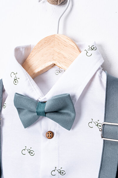 tinytrends Boy's 4-Piece Summer Bicycle Patterned Salopet Suit for Eid