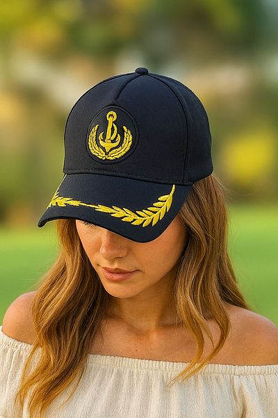ZERAMİNE Black Captain Hat Unisex Model Should Be Adjustable Velcro