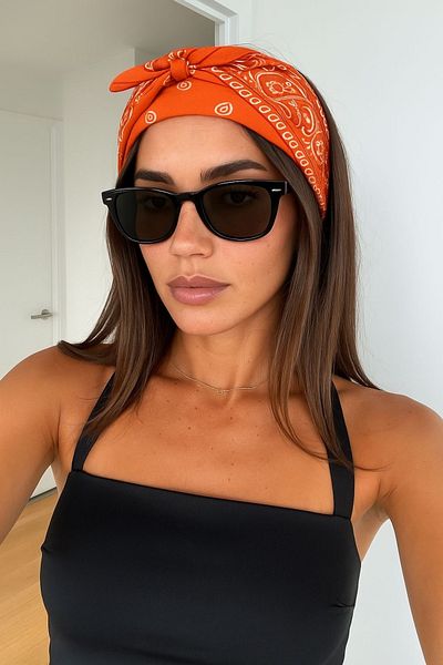 Goldmine Unisex Ethnic μοτίβο 100% βαμβακερό πορτοκαλί μπαντάνα