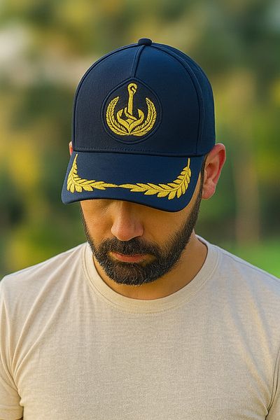 ZERAMİNE Navy Blue Captain Hat Unisex Model Adjustable Velcro