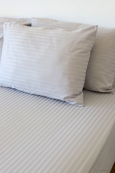 Tekstil Home Luxury Hotel Series Single Fitted Sheet Striped Cotton Satin Duvet Cover Set Gray Color