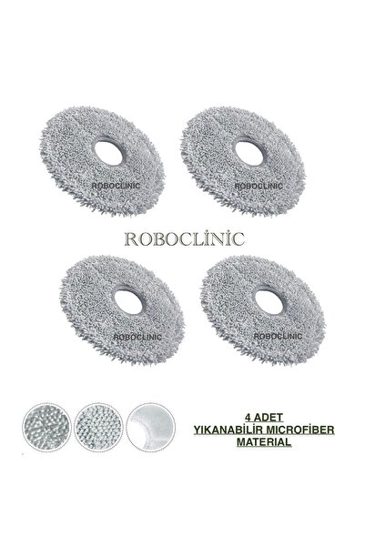 Roboclinic Mop din microfibră lavabil compatibil cu aspiratorul robot Dreame X40 Ultra L40 Ultra - 4 bucăți