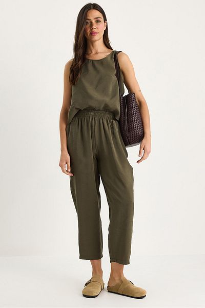 Bianco Lucci Women's Thick Strap Blouse Elastic Waist Pants Modal Suit 3089 60283231
