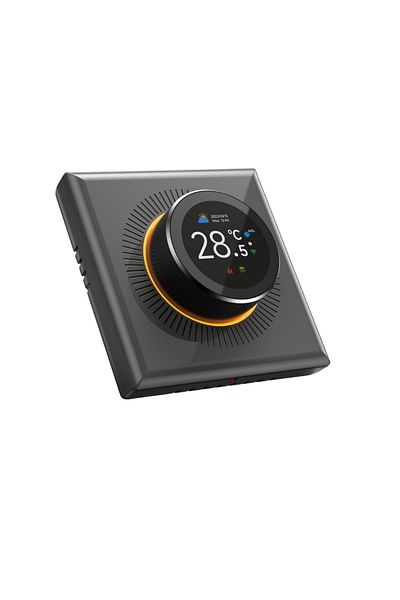 BIRAI Termostat de cameră inteligent Wifi pentru centrală termică – ecran tactil și control rotativ gri