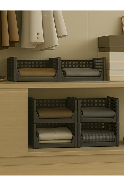 Roza's Home 3 Adet Çok Amaçlı Kayar Raf Fonksiyonel Kıyafet Ev Aksesuarı Düzenleyici Hareketli Raf "antrasit"