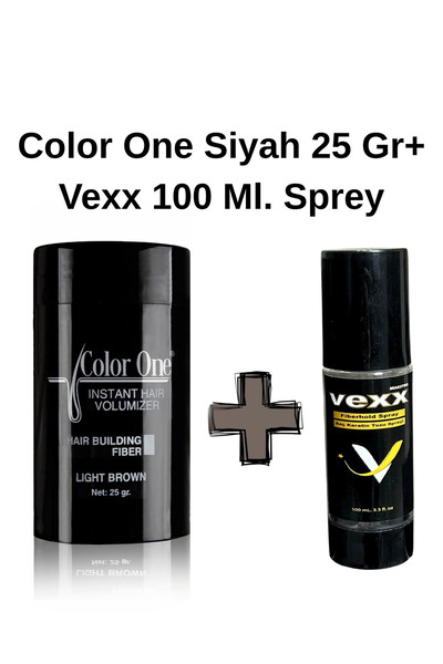 Color One Siyah, Hair Fiber Saç Tozu,topik Vexx 100 Ml. Sabitleyici Sprey Set