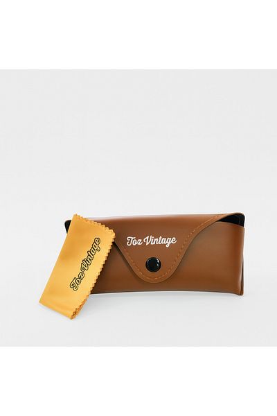 Toz Vintage Brown Leather Glasses Case and Glasses Cloth